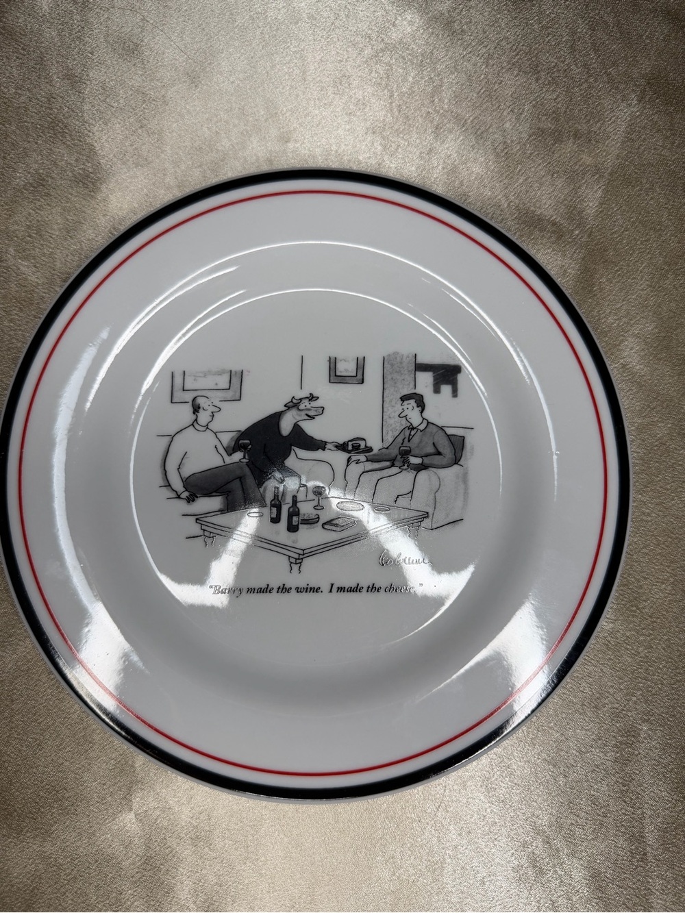The New Yorker Leo Cullum Cartoon Plate Barry Made The Wine I Made The Cheese